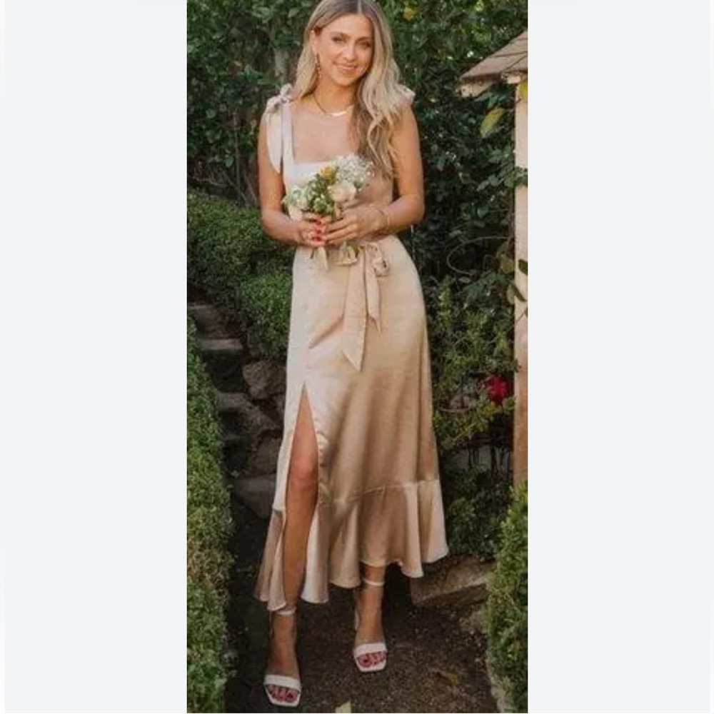 Show Me Your Mumu Satin Claire Midi Bridesmaid Dress In Show Me The Ring Large